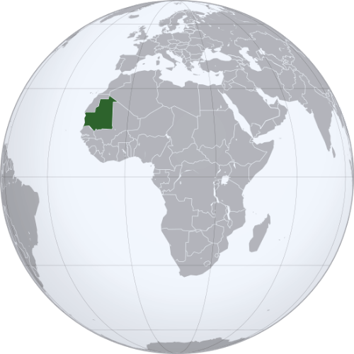 Pictorial representation of the map of Mauritania in the world map