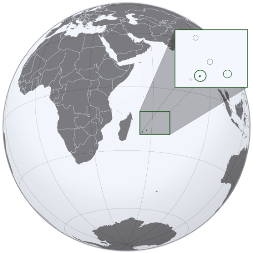 Pictorial representation of the map of Mauritius in the world map