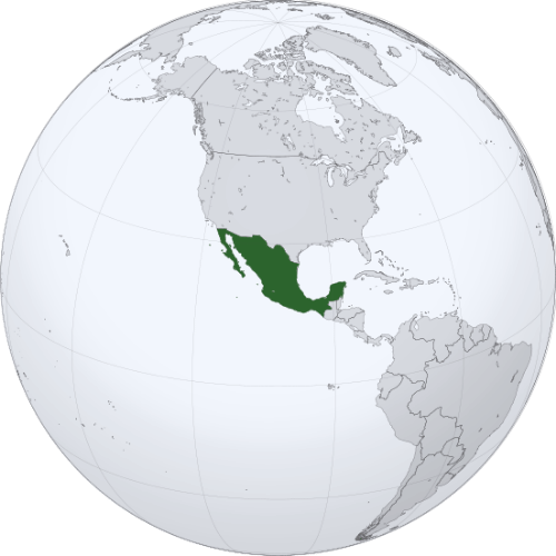 Pictorial representation of big size map of Mexico in the world map