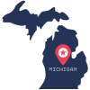 Pictorial representation of the map of Michigan