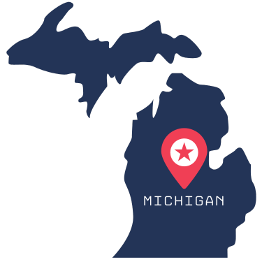 Pictorial representation of map of Michigan