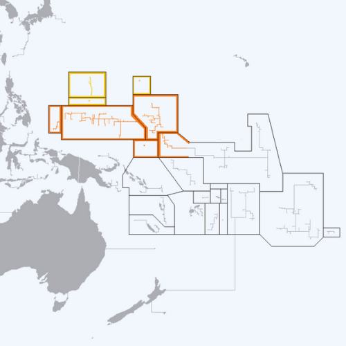 Pictorial representation of the map of Micronesia in the world map