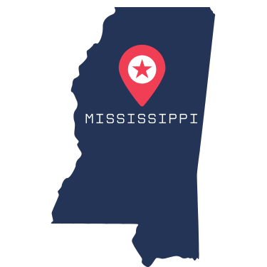 Pictorial representation of the map of Mississippi