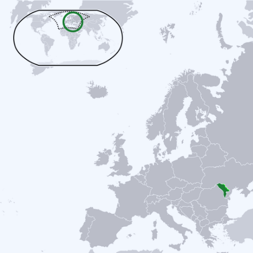 Pictorial representation of the map of Moldova in the world map