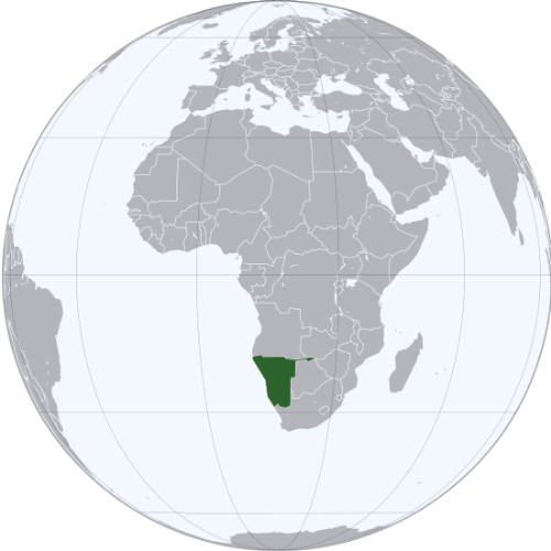 Pictorial representation of big size map of Namibia in the world map