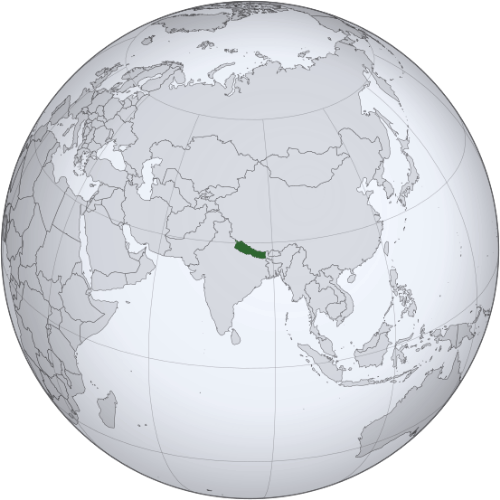 Pictorial representation of the map of Nepal in the world map