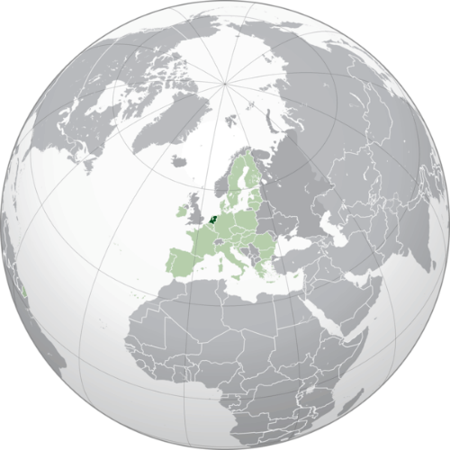 Pictorial representation of big size map of Netherlands in the world map