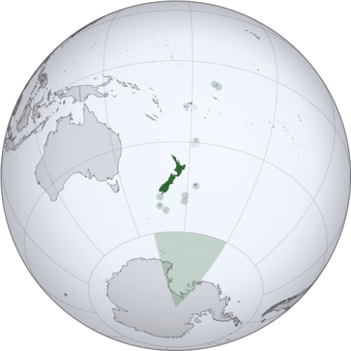 Pictorial representation of the map of New Zealand in the world map