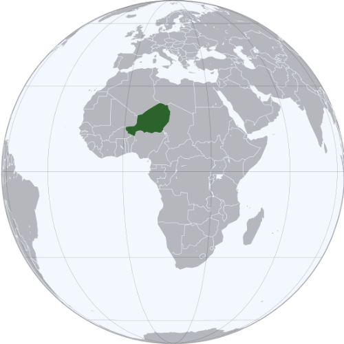 Pictorial representation of the map of Niger in the world map