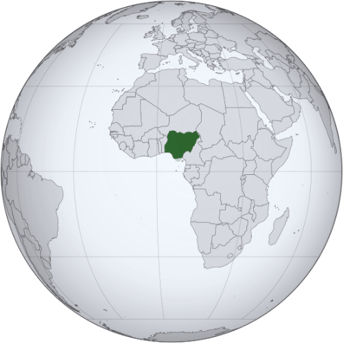 Pictorial representation of big size map of Nigeria in the world map