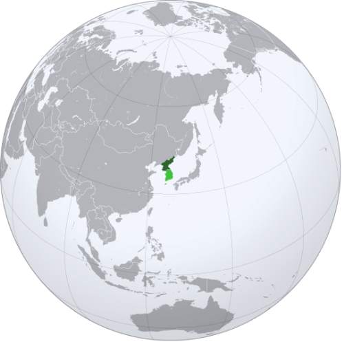 Pictorial representation of the map of North Korea in the world map