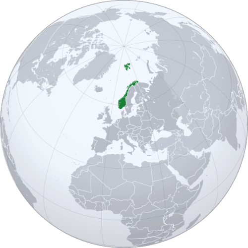 Pictorial representation of big size map of Norway in the world map