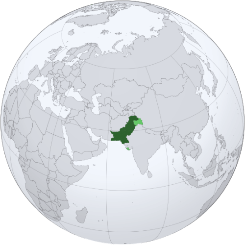 Pictorial representation of big size map of Pakistan in the world map