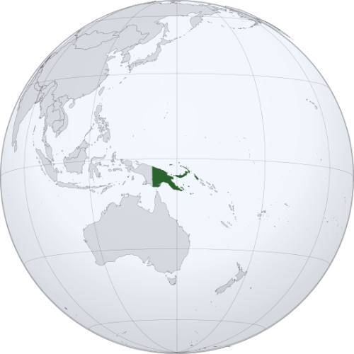 Pictorial representation of big size map of Papua New Guinea in the world map