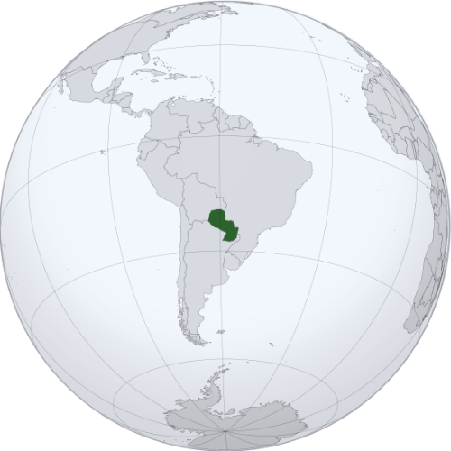 Pictorial representation of big size map of Paraguay in the world map