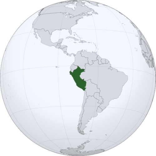 Pictorial representation of big size map of Peru in the world map