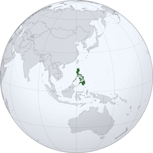 Pictorial representation of big size map of Philippines in the world map