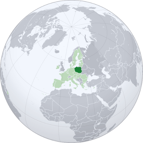 Pictorial representation of big size map of Poland in the world map