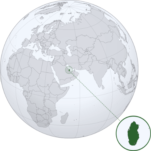 Pictorial representation of big size map of Qatar in the world map