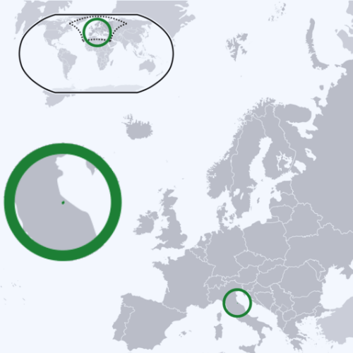 Pictorial representation of the map of San Marino in the world map