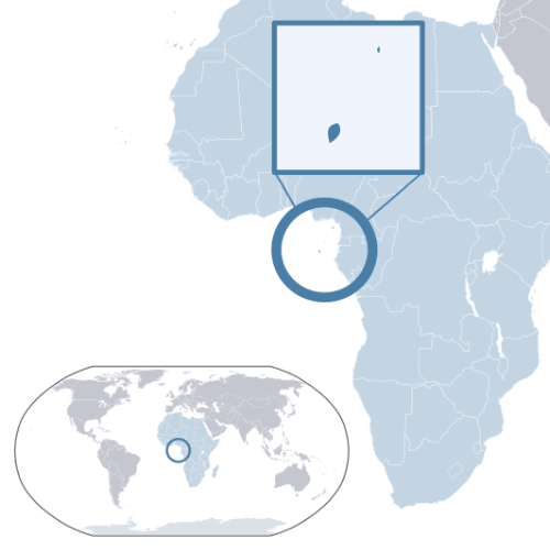 Pictorial representation of the map of São Tomé and Príncipe in the world map