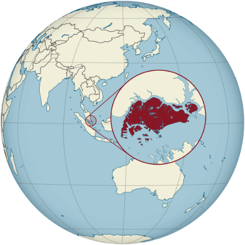 Pictorial representation of the map of Singapore in the world map