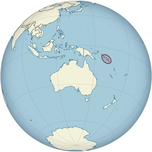 Pictorial representation of the map of Solomon Islands in the world map