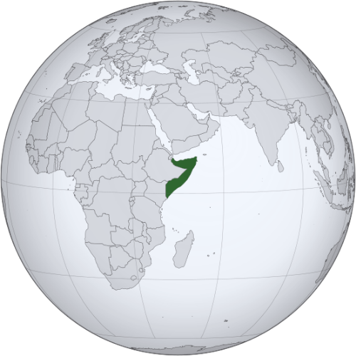 Pictorial representation of the map of Somalia in the world map