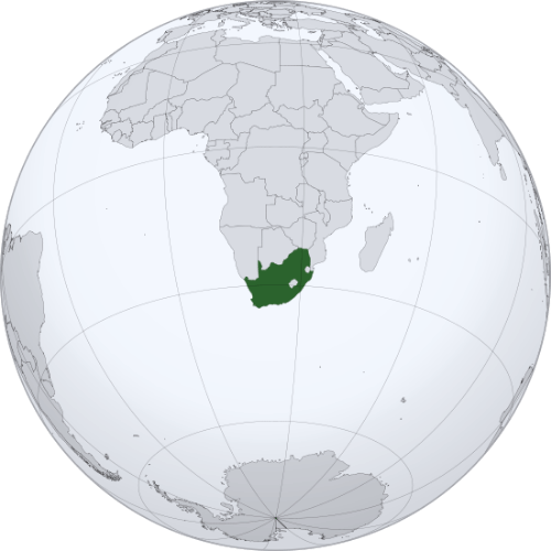 Pictorial representation of the map of South Africa in the world map