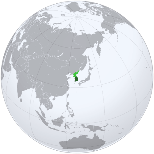 Pictorial representation of the map of South Korea in the world map