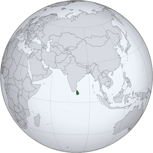 Pictorial representation of big size map of Sri Lanka in the world map