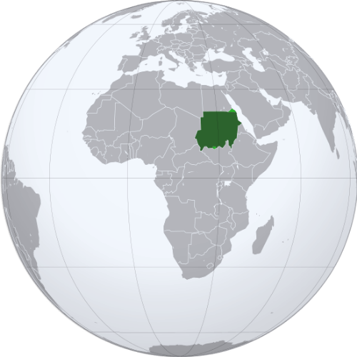 Pictorial representation of big size map of Sudan in the world map