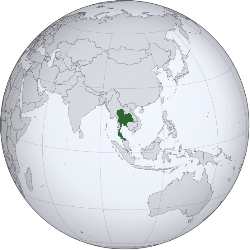 Pictorial representation of the map of Thailand in the world map