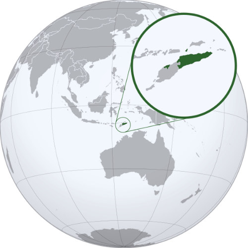 Pictorial representation of big size map of Timor-Leste in the world map