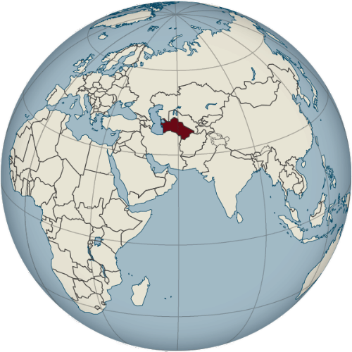 Pictorial representation of big size map of Turkmenistan in the world map