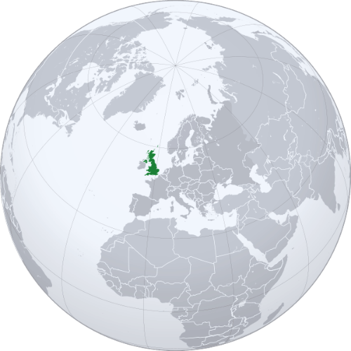 Pictorial representation of big size map of United Kingdom in the world map