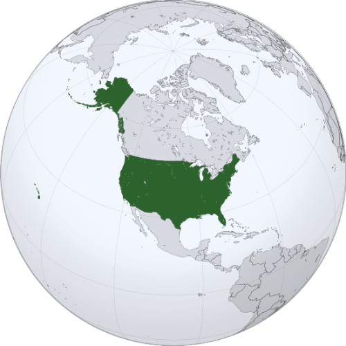 Pictorial representation of big size map of United States in the world map