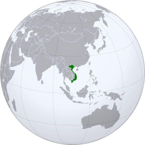 Pictorial representation of big size map of Vietnam in the world map