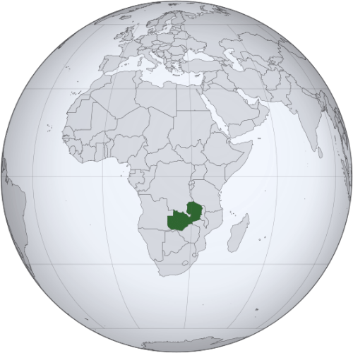 Pictorial representation of big size map of Zambia in the world map