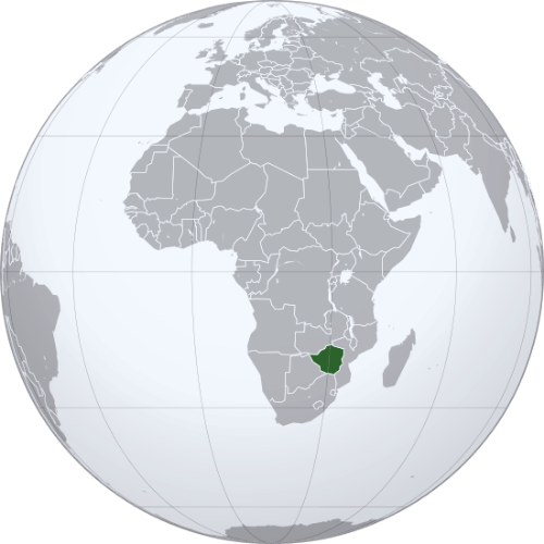 Pictorial representation of big size map of Zimbabwe in the world map